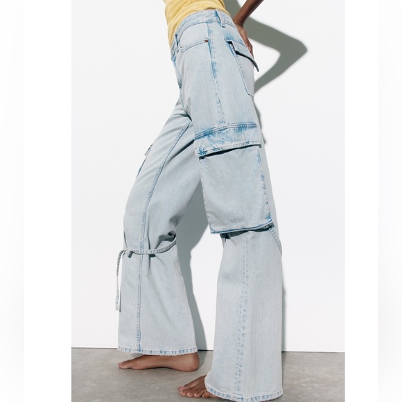 Zara MID -RISE TRF CARGO JEANS - Picture 6 of 16